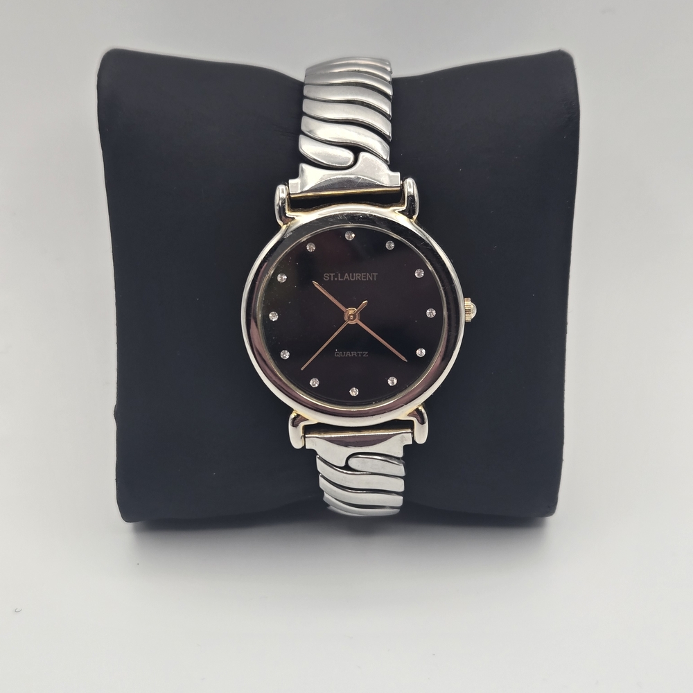 Yves Saint Laurent Black Dial Silver Band Women's Watch